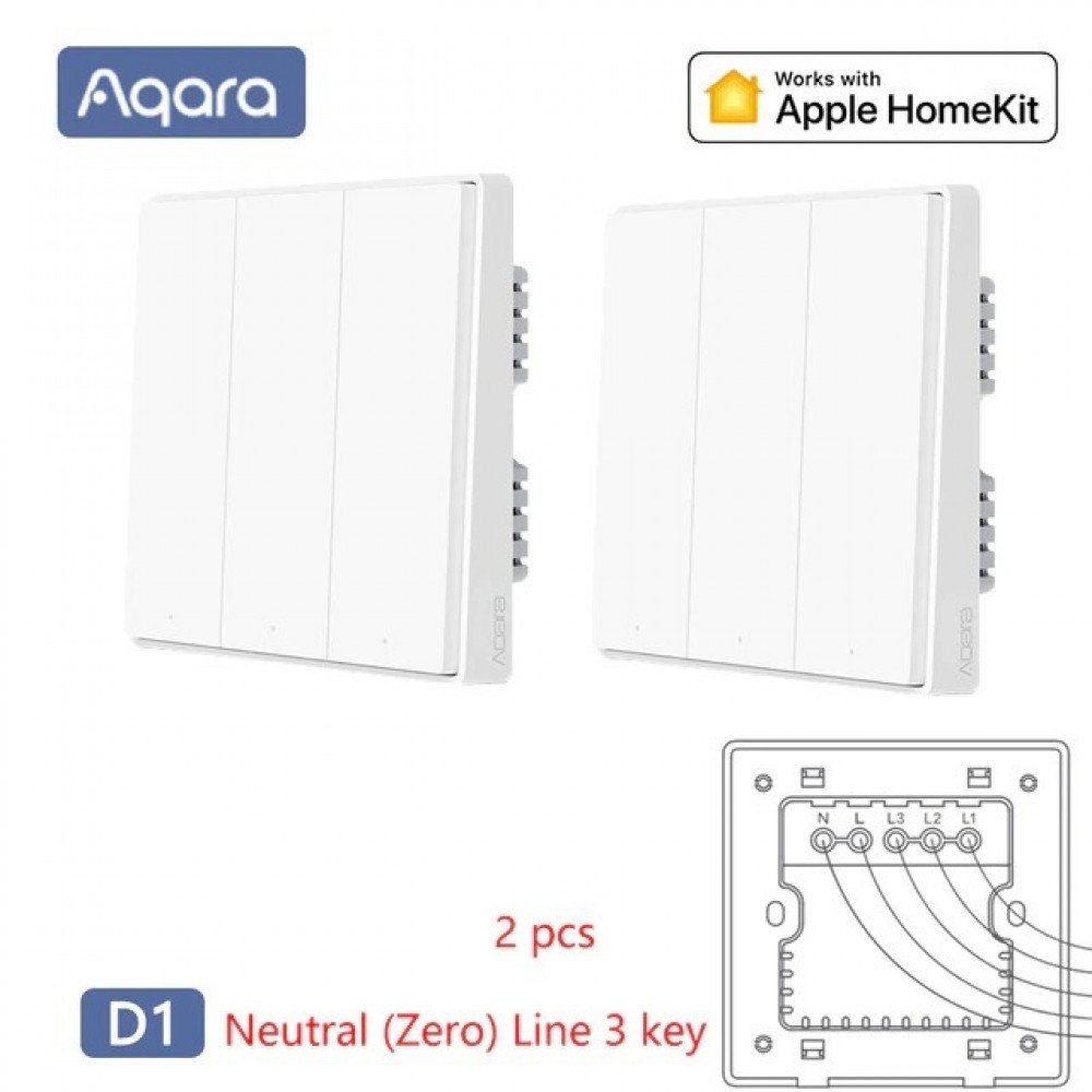 مفتاح حائط ذكي ثلاثي Aqara D1 Wall Switch Smart ZigBee