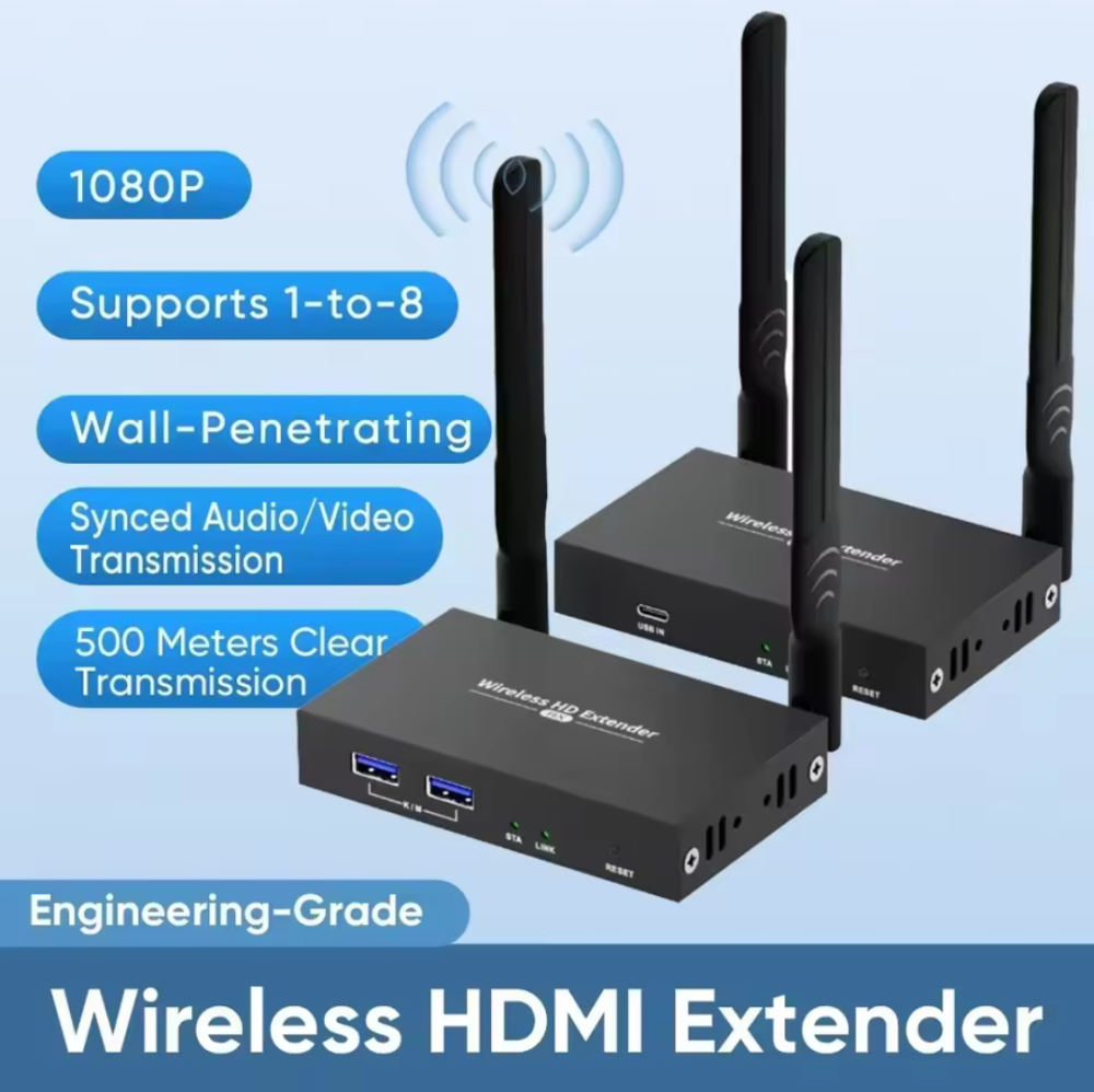 موسع إشارة (HDMI) لا سكي | 1080p Wireless HDMI Extender  Transmission Integrated Transmitter and Receiver for Big Conferences